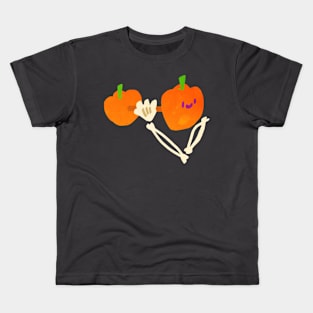 Skeleton pumpkin Dumbbell Kids T-Shirt